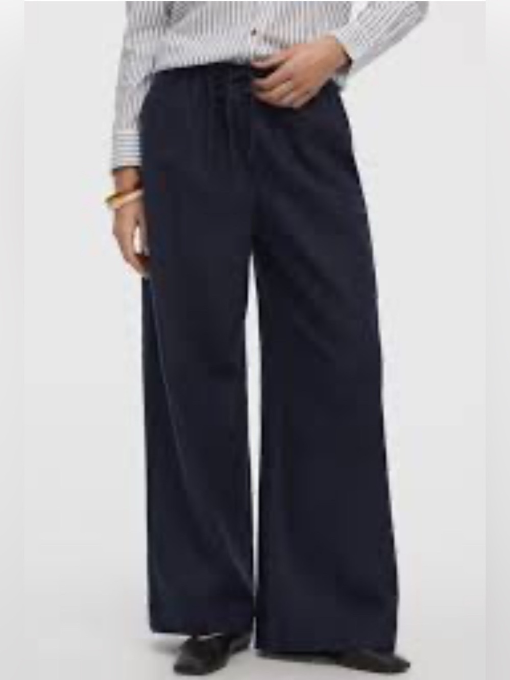 Women’s Black Elastic-Waist Wide-Leg Linen Pants size 4